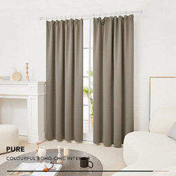 Deconovo Solid Thermal Insulated Curtains Tape Top Blackout Curtains For Bedroom 46 X 72 Taupe One Pair - thumbnail 3