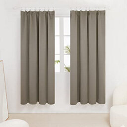 Deconovo Solid Thermal Insulated Curtains Tape Top Blackout Curtains For Bedroom 46 X 72 Taupe One Pair - thumbnail 2