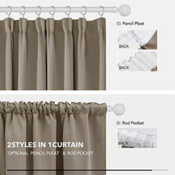 Deconovo Solid Thermal Insulated Curtains Tape Top Blackout Curtains For Bedroom 46 X 72 Taupe One Pair - thumbnail 4