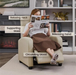 Fabric Recliner Chair Adjustable Reclining Armchair For Living Room Bedroom - thumbnail 6