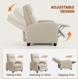 Fabric Recliner Chair Adjustable Reclining Armchair For Living Room Bedroom - thumbnail 5
