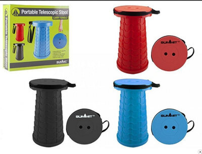 Mantraraj Portable Folding Stool Chair With Carry Handle Plastic Foldable Collapsible Telescopic Stool (Black) - image 1