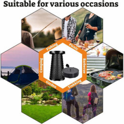Mantraraj Portable Folding Stool Chair With Carry Handle Plastic Foldable Collapsible Telescopic Stool (Black) - thumbnail 6
