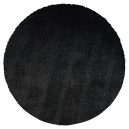 Livabliss Round Cloudy Shaggy-Solid Color Black Plush Soft Pile Living Bedroom Rug 120 X 120 Cm Easy Care, Non Shedding - thumbnail 1