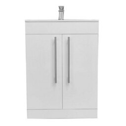 Plum&clay Denver Gloss White Freestanding Vanity Unit & Basin Set With Chrome Tap (W)615mm (H)850mm