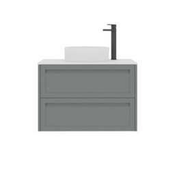 Royal Bathrooms Royal Bathroom Elmore 800mm Matt Pebble Grey Wall Mounted Bathroom Vanity Unit 2 Drawer Plain White Worktop With Round Basin - thumbnail 7