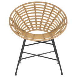 Beliani Set Of 2 Light Brown Pe Rattan Garden Tub Chairs With Metal Legs - Round Boho Design - thumbnail 2