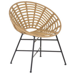 Beliani Set Of 2 Light Brown Pe Rattan Garden Tub Chairs With Metal Legs - Round Boho Design - thumbnail 4