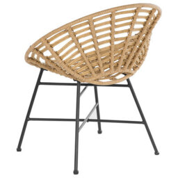 Beliani Set Of 2 Light Brown Pe Rattan Garden Tub Chairs With Metal Legs - Round Boho Design - thumbnail 5