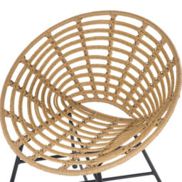Beliani Set Of 2 Light Brown Pe Rattan Garden Tub Chairs With Metal Legs - Round Boho Design - thumbnail 6