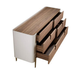 Angel Cerda Elegant Beige Wood Chest Of Drawers With Golden Steel Legs - thumbnail 6