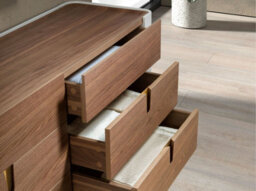 Angel Cerda Elegant Beige Wood Chest Of Drawers With Golden Steel Legs - thumbnail 4