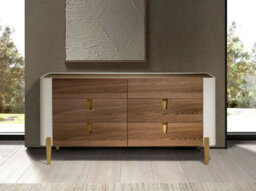 Angel Cerda Elegant Beige Wood Chest Of Drawers With Golden Steel Legs - thumbnail 2