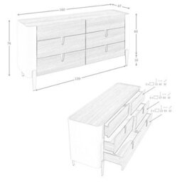 Angel Cerda Elegant Beige Wood Chest Of Drawers With Golden Steel Legs - thumbnail 7