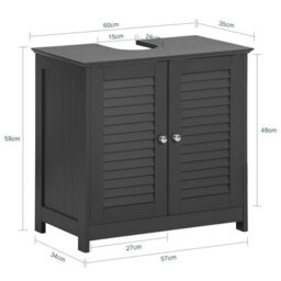 Sobuy Frg237-Dg, Under Sink Bathroom Cabinet With Adjustable Shelves Bathroom Storage Unit & Anti-Mold Louvered Door,grey - thumbnail 3
