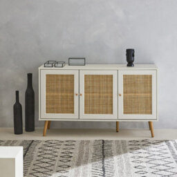 Sweeek - 120Cm Sideboard Cabinet With Wooden Effect Blanc Cassé 120X39X70 Cm - Boheme