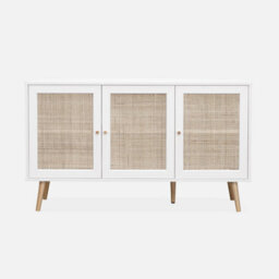 Sweeek - 120Cm Sideboard Cabinet With Wooden Effect Blanc Cassé 120X39X70 Cm - Boheme - thumbnail 2