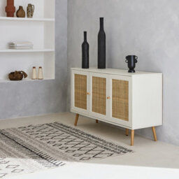 Sweeek - 120Cm Sideboard Cabinet With Wooden Effect Blanc Cassé 120X39X70 Cm - Boheme - thumbnail 6