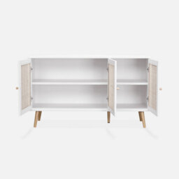 Sweeek - 120Cm Sideboard Cabinet With Wooden Effect Blanc Cassé 120X39X70 Cm - Boheme - thumbnail 3