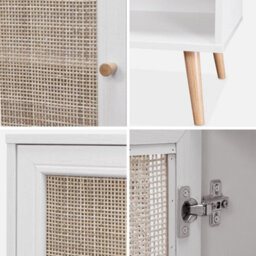 Sweeek - 120Cm Sideboard Cabinet With Wooden Effect Blanc Cassé 120X39X70 Cm - Boheme - thumbnail 4