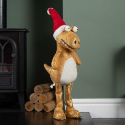 Samuel Alexander 70Cm Tall Gold Plush Santa-Saurus Dino Standing Christmas Decoration With Santa Hat - thumbnail 8