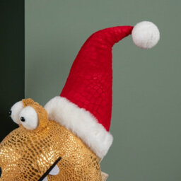 Samuel Alexander 70Cm Tall Gold Plush Santa-Saurus Dino Standing Christmas Decoration With Santa Hat - thumbnail 3