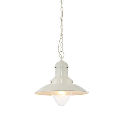 Ceiling Pendant Light - Gloss Cream & Clear Glass - 42W E27 - Dimmable - image 1