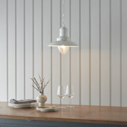 Ceiling Pendant Light - Gloss Cream & Clear Glass - 42W E27 - Dimmable - thumbnail 3