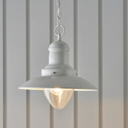 Ceiling Pendant Light - Gloss Cream & Clear Glass - 42W E27 - Dimmable - thumbnail 4