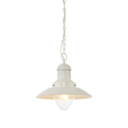 Ceiling Pendant Light - Gloss Cream & Clear Glass - 42W E27 - Dimmable - thumbnail 1