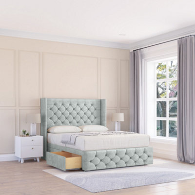 "Sloomy Luthor Naples Memory Foam Bed Set ,no Drawers, Mattress & 54"" Wingback Headboard With 12"" Footboard - King" - image 1