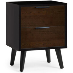 Ashfield Walnut Oak And Matt Black 2 Drawer Bedside Table - thumbnail 2