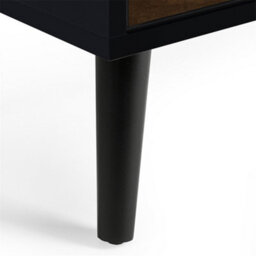 Ashfield Walnut Oak And Matt Black 2 Drawer Bedside Table - thumbnail 5