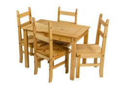 Mercers Furniture Corona Budget Dining Set Table & 4 Chairs Solid Wood Pine Wooden Small Kitchen Mexican Styling - thumbnail 2