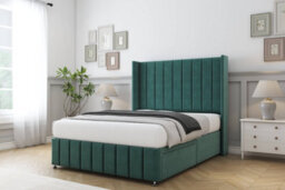 "Comfort Serena Emerald Plush Divan Bed Set No Drawers - 54"" Wingback & 12"" Footboard 2'6 Small Single" - thumbnail 2