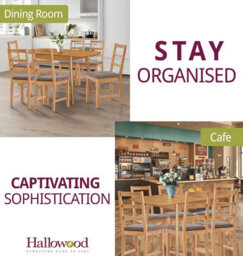 Hallowood Furniture Aston Butterfly Extending Table With 6 Ladder Back Oak Chairs In Steel Grey Seat Pad - thumbnail 6