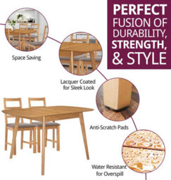 Hallowood Furniture Aston Butterfly Extending Table With 6 Ladder Back Oak Chairs In Steel Grey Seat Pad - thumbnail 2