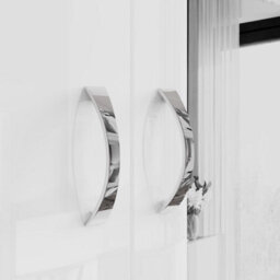 Fwstyle Triple 3 Door Mirrored Push To Open White Gloss Wardrobe (H) 180 (W) 120 (D) 50Cm - thumbnail 4