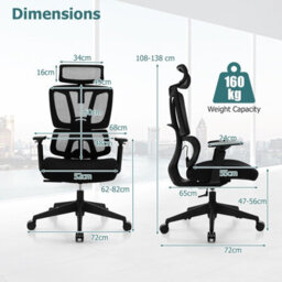 Costway Ergonomic Office Chair Adjustable Desk Chair Breathable Mesh W/ Lumbar Support - thumbnail 2
