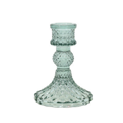 Glass Candle Holder Green Table Centerpiece Champagne Victorian Style Home Decor - image 1