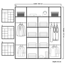 Sliding Wardrobes 4 u LTD Modern Led Light Mirror Sliding Wardrobe With Elegant Display Cabinet Oak 203Cm - thumbnail 3