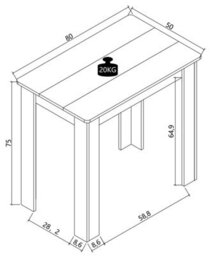 Vcm Dining Table Kitchen Table 80X50 Disalo - thumbnail 6