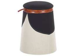 Beliani Kids Pouffe Beige Faux Linen Upholstered Footstool With Hidden Storage, Cone Shape, 33 X 45 Cm - thumbnail 3