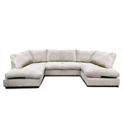 Sofaselectionuk Ltd Sofa Selection Jumbo U Shaped Full Back Sofa In Cream Color Seats 6 To 7 People, Memory Foam Comfort, Removable Covers