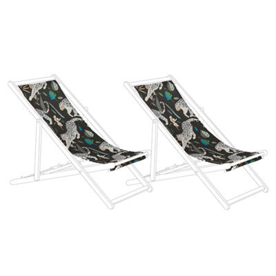 Beliani Set Of 2 Sun Lounger Replacement Fabrics Anzio/avellino 113 X 44 Cm Black - image 1
