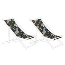 Beliani Set Of 2 Sun Lounger Replacement Fabrics Anzio/avellino 113 X 44 Cm Black - thumbnail 1