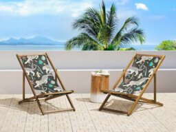 Beliani Set Of 2 Sun Lounger Replacement Fabrics Anzio/avellino 113 X 44 Cm Black - thumbnail 2