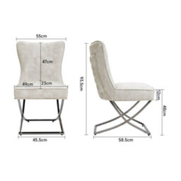Living And Home Dining Chair Set Of 2 High Back Beige Velvet Dining Chairs - thumbnail 5