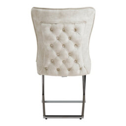 Living And Home Dining Chair Set Of 2 High Back Beige Velvet Dining Chairs - thumbnail 4