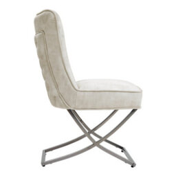Living And Home Dining Chair Set Of 2 High Back Beige Velvet Dining Chairs - thumbnail 3